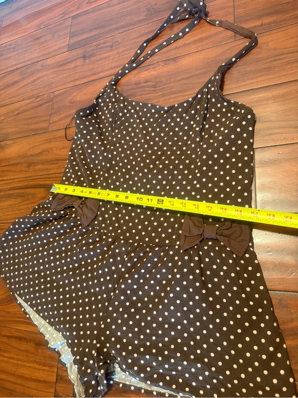Free People Brown and White Polka Dot Halter Romper - Picture 2 of 9